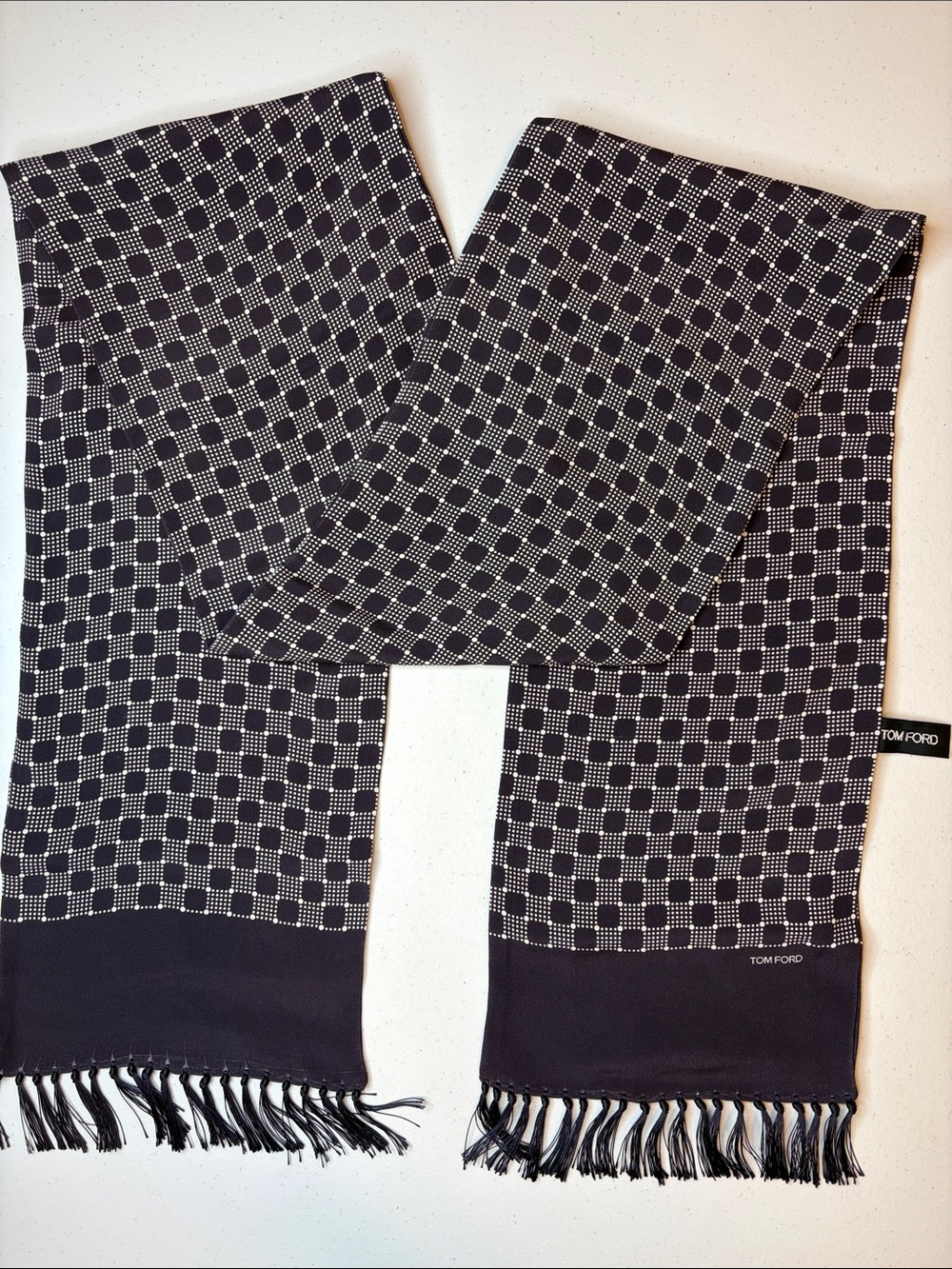 TOM FORD Dark brown/Purple Geometric Silk Evening Dress Scarf EUC